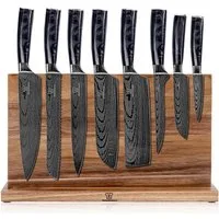 Küchenkompane Messer-Set Kuro Burokku (9-teilig) mit Magnetboard aus Akazienholz (2-tlg)