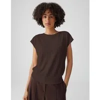 OPUS Kurzarmshirt Sapino aus Jersey mit Rippstruktur leichte Transparenz, weicher Griff, Casual