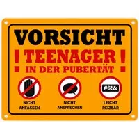 speecheese Metallschild Vorsicht Teenager in der Pubertät Metallschild 15x20 cm mit