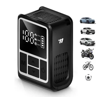 WEST BIKING Mini Electric Air Pump 130PSI Auto-Stop Portable Digital Display Type-C Charging Illuminated Inflator Pump f