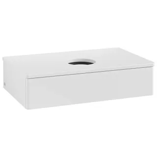 Villeroy und Boch Antao Waschtisch-Unterschrank L08010GF mit Beleuchtung, 80x19x50cm, Waschbeckenplattenfarbe Lack, glossy white lacquer