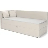 Deine Möbel 24 Boxspringbett NEVY, Tagesbett mit Bettkasten, Kopfteil rechts oder links wählbar (ideal für Jugendliche & Erwachsene, 1-St., Jugendbett ideal als Tagesbett und Schlafplatz), Boxbett 90x200 100x200, in Creme, Grau, Dunkelgrau, Graphit, 