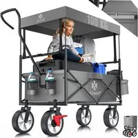 KESSER Bollerwagen, Bollerwagen faltbar mit Dach Handwagen Transportkarre Geräte