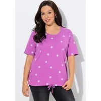 Ulla Popken T-Shirt T-Shirt Blüten Classic Rundhals Halbarm Tunnelzug