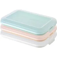 Engelland Frischhaltedose Aufschnittdosen für den Kühlschrank, Aufschnittboxen, PP-Kunststoff, BPA-frei, (Vorteils-Set, 3-tlg., mit transparentem Deckel), stapelbar, platzsparend, Ordnung im Kühlschrank, Organizer, Stapelbox