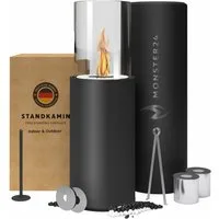 Monster24 Echtfeuer-Dekokamin Bio-Ethanol Standkamin für Indoor & Outdoor (80x26x26 cm)