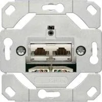 Netzwerk Anschlussdose Kategorie 6A, 2-fach, Schneidklemmtechnik, RJ45 Buchsen, Steckdose Retail