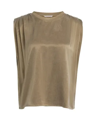 Yaya - Top mit Schulterfalten braun - Gr. - 34