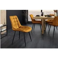 riess-ambiente Esszimmerstuhl ROADSTAR senfgelb / schwarz - Samt, Metallbeine, Ziersteppung (Einzelartikel, 1 St), gepolsterter Stuhl - ideal für Küche, Esszimmer, Wohnzimmer & Büro