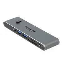 Dual USB Type-C mit HDMI / USB 3.2 / SD / PD 3.0, Dockingstation grau