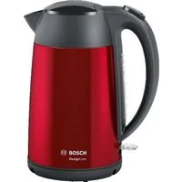 BOSCH Wasserkocher DesignLine TWK3P424, Ausgießen ohne Spritzer, Tassenanzeige, 1,7 l, 2400 W, Überhitzungsschutz, rot