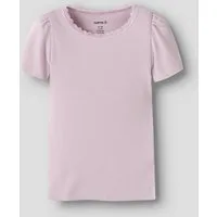 Name It Kurzarmshirt NMFKAB TOP NOOS Baumwollmischung, Spitze, Puffärmel