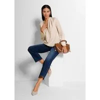 MADELEINE Langarmbluse Blusenshirt mit Streifendesign Baumwollbluse mit Rundhalsblende mit V-Ausschnitt und Langarm