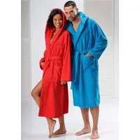 KangaROOS Unisex-Bademantel Cassidy, für Damen & Herren, Standardlänge & Überlänge, Langform, Walkfrottee, Kapuze, Gürtel, mit Taschen, Männer und Frauen, Baumwolle, Reise, Hotel, Sauna, S-3XL