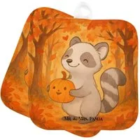 Mr. & Mrs. Panda Topflappen Waschbär Kürbis Design, Topflappen, Weiß, Trick Or Treat, Dekoration, (Packung), Halloween Deko 2er Set Topflappen Waschbär