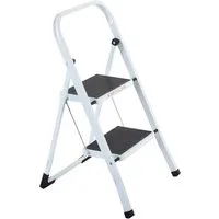 Raburg Klapptritt Step, Klapptritt-Leiter, 2 oder 3 Stufen, Weiß, TÜV/GS geprüft, Stahl, Lock-Klappsperre, rutschhemmende Oberfläche, Füße mit Solid-Grip