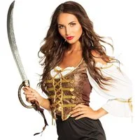 Boland Kostüm Piratenschwert 68 cm Wassersäbel für Piraten Karneval-Kostüm, gebogen - mit goldfarbenen Griff und Band