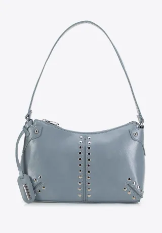Wittchen Damen-Schultertasche mit Nieten, blau, Öko-Leder