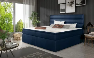 Boxspringbett Schlafzimmerbett FESTO 180x200cm Stoff Monolith Oxford Blau