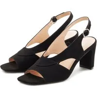 LASCANA Sandale, Sommerschuh, Sandalette mit Blockabsatz und raffiniertem Ausschnitt VEGAN