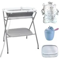 SEHAUSEU Babybadewanne Babywanne Badewanne mit Gestell faltbar, mit Thermometer, mit Abflussschlauch, Kissen–Matratze, Ablagebrett, Haarwaschbecher