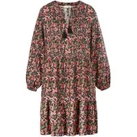 Himalaya Clothing Midikleid Verspieltes Kleid Damen mit Allover-Print aus hochwertiger Viskose Komfortables Blusenkleid langarm mit Muster