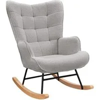 PXloue Schaukelstuhl Stillsessel Relaxsessel Loungesessel, Mit Holzkufen Wohnzimmersessel für Schlafzimmer Kinderzimmer,Teddysamt