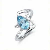 mantraroma Silberring UHA aus 925 Silber mit blau Topas (Ring mit Schmuckbeutel), Damenring aus 925er Silber
