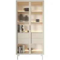 Compleo Glasvitrine mit 2 Schubladen, zweiturig, Stimmungsvolle LED-Beleuchtung
