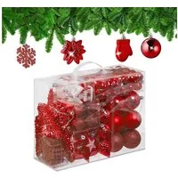 relaxdays Weihnachtsbaumkugel Weihnachtskugeln im 100er Set (100 St), rot