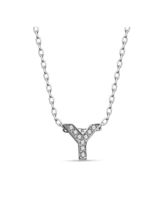 Dkeniz Anhänger mit Kette Buchstabe Y 925/- Sterling Silber