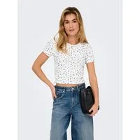 ONLY Kurzarmshirt ONLFENJA LIFE SS AOP TOP JRS NOOS Baumwollmischung, Cropped Fit, Rundhals