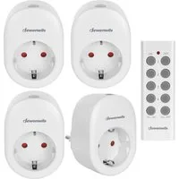 DEWENWILS Funksteckdose mit Fernbedienung innen, max. 2300 W, 4-St., 4 Steckdosen + 1 Fernbedienung, 30M Reichweite, Funksteckdosen-Set