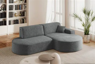 Ecksofa Schlafsofa Sofa VENEDIG Stoff Arena Dunkelgrau Ottomane Rechts