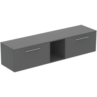 Ideal Standard Möbel-Set 200cm i.life B 2 Auszüge 1 mi.off.Fach Gr.Chrom Quarzgrau matt, T5850NG T5850NG