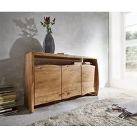 DELIFE Sideboard Live-Edge, Akazie Natur 145 cm 3 Türen 1 Fach Sideboard