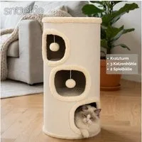 SNOEKIE Kratzbaum SNOEKIE Kratztonne für Katzen mit 3 Höhlen stabiler Katzenbaum