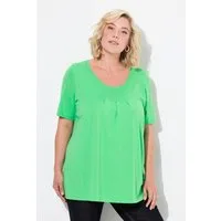 Ulla Popken T-Shirt T-Shirt Zierfalten A-Linie Rundhals Halbarm Modal