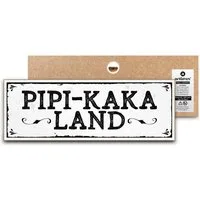 ARTFAVES Holzbild Schild mit Spruch - PIPI-KAKA-LAND - Bad, Badezimmer, WC, Toilette