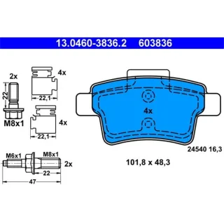 ATE Bremsbel?ge hinten Citroen C4