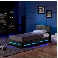 HOME DELUXE Bett ASTEROID, inkl. Lattenrost & LED Beleuchtung, Kunstlederbett, Polsterbett