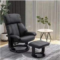 HOMCOM Massagesessel Fernsehsessel, Hocker, aus Kunstleder, Kann sitzen, um 360° drehen (Relaxliege, 2-St., Relaxsessel), für Wohnbereich, Schwarz