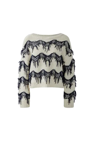 Oui - Pullover white blue - Gr. - 42
