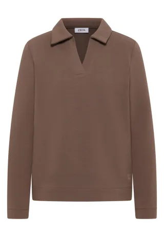 Cecil - Poloshirt in Unifarbe beige - Gr. - XL