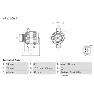 Bosch Lichtmaschine 100A Toyota Auris Corolla 0986082080