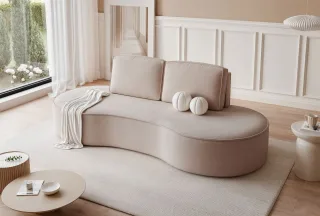 Sofa Designersofa ARLET 3-Sitzer in Stoff Riviera Beige