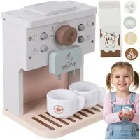 KRUZZEL Kinder-Kaffeemaschine Kaffeemaschine aus Holz für Kinder mit Zubehör Lernspielzeug Kücheset, (Kinderküchen Spielset Kaffeemaschine aus Holz mit Zubehör ab 3 Jahren, Holz Kaffeemaschine Spielset mit Tassen Milchkarton Kapseln für Kinder), Förd