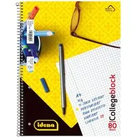 Idena Collegeblock Idena 10392 - Collegeblock, DIN A4, 80 Blatt, 70 g/m², kariert, geloch