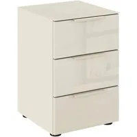 rauch Nachtkommode Nachttisch Nachtschrank Nachtkonsole FLIPP mit Glasfront (Breite 40 cm), mit 3 Schubladen und Soft-Close-Funktion, Oberboden und Front Glas