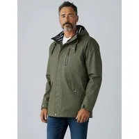 Dry Fashion Regenjacke Lübeck Herren PU-Parka - Outdoor-Jacke Mantel Wasserdicht & Winddicht Verschweißte Nähte, Verstellbare Kapuze, Abgedeckter Reißverschluss